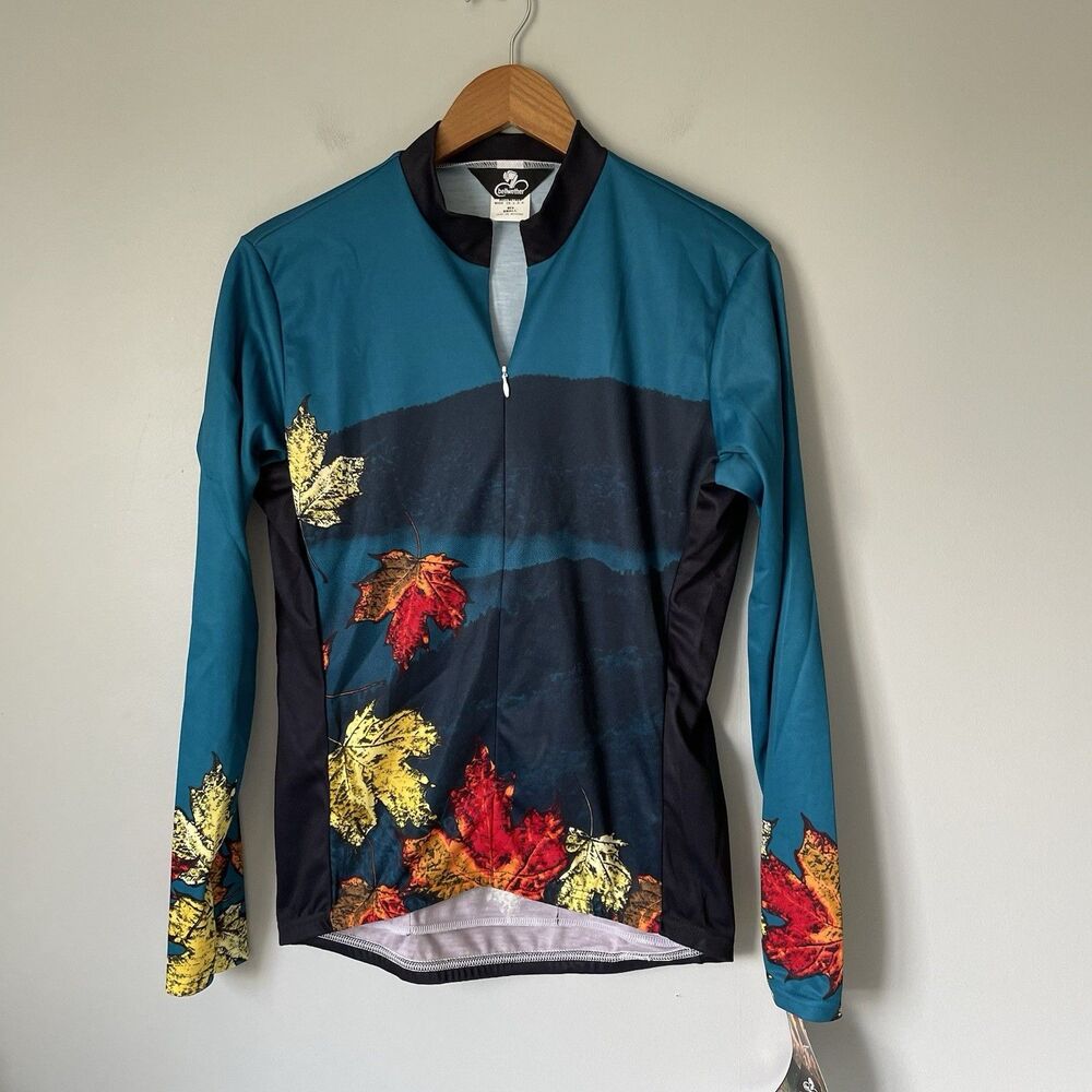 Bellwether Cycling Bike Jersey Autumn Leaf Print Made In USA Women's Size Small
